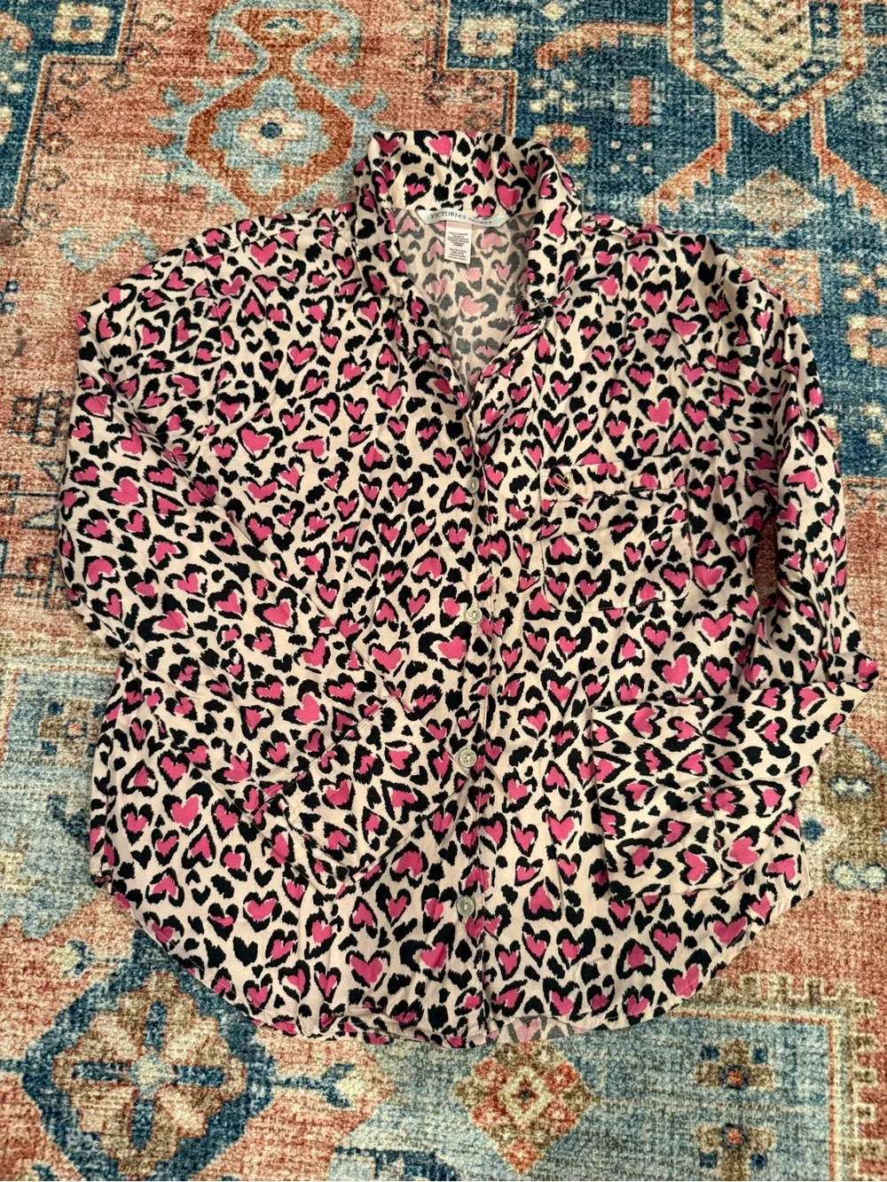 Victoria's Secret Pink & Black Heart Leopard Lounge Pants